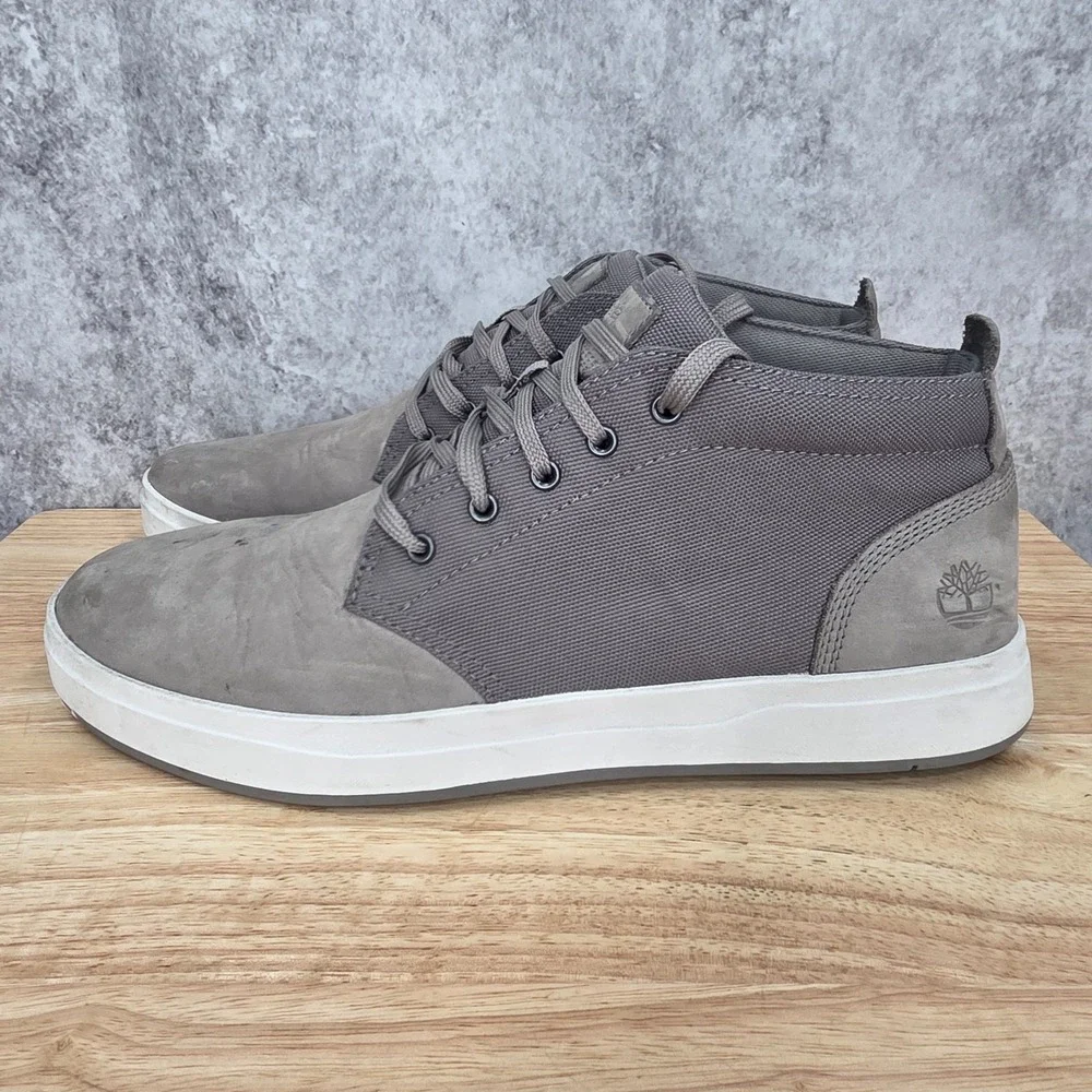 Timberland Davis Square Chukka Boots Mens 11.5 Gray Suede Lace Up Shoes A1SES*